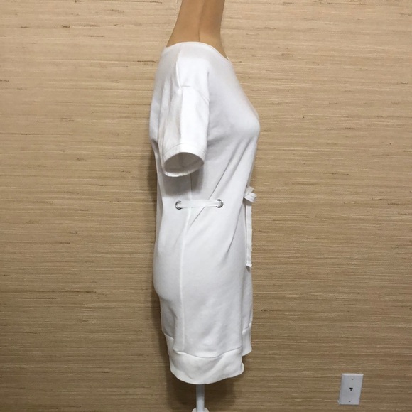 Fabletics White Odin Short Sleeve Sport Sweater Dress with Lace Tie Waist XS - Picture 4 of 9